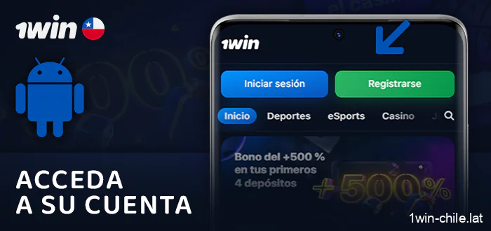 Crea una cuenta o inicia sesión en la android aplicación 1Win.