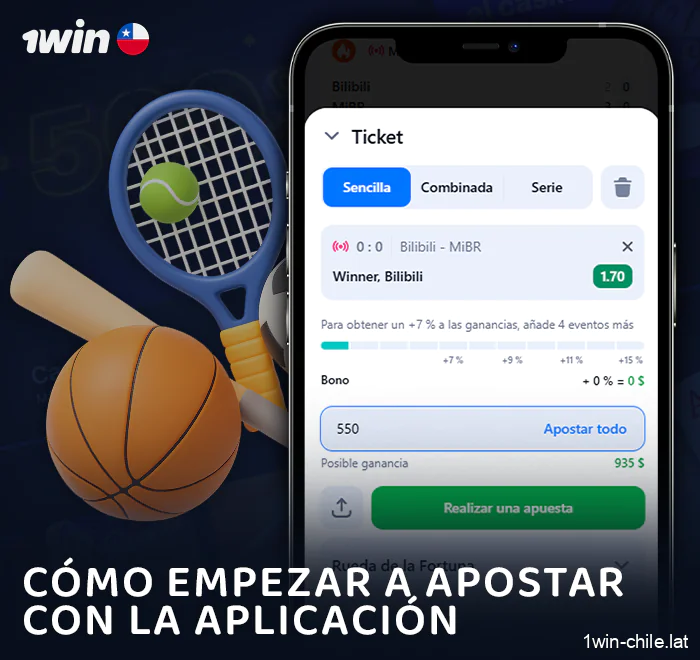 Cómo apostar en un partido deportivo en la aplicación móvil 1Win
