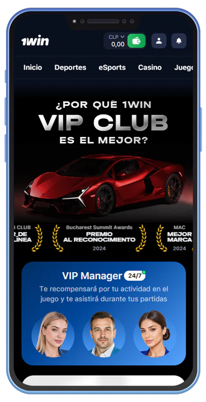Captura de pantalla del programa VIP para jugadores en la aplicación 1Win.