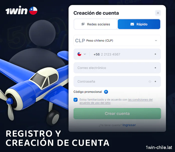 Creación de una cuenta 1Win para apostar en Aviator