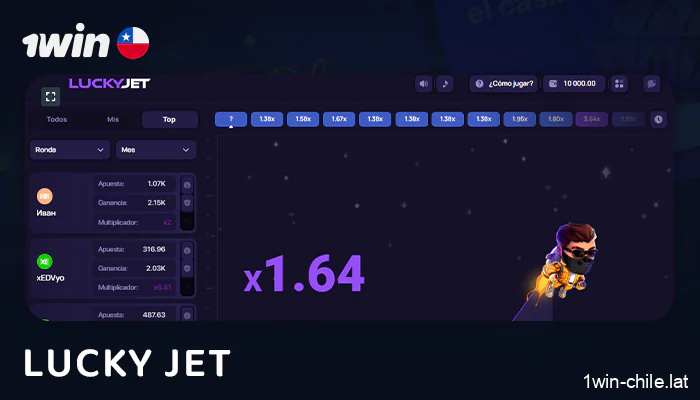 Lucky Jet online para usuarios de Chile del casino 1Win