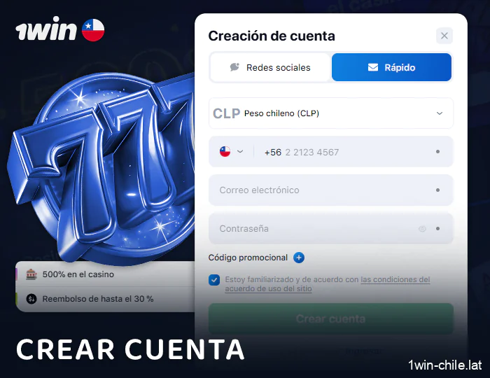 Proceso de registro de una cuenta en el casino online 1Win
