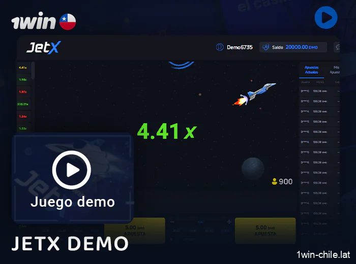 Modo demo del juego JetX para jugadores de 1Win de Chile