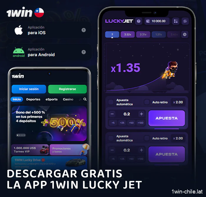 Juega a Lucky Jet a través de la aplicación del casino 1Win para Android e iOS