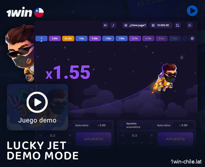 Prueba el modo demo de Lucky Jet en el casino 1Win