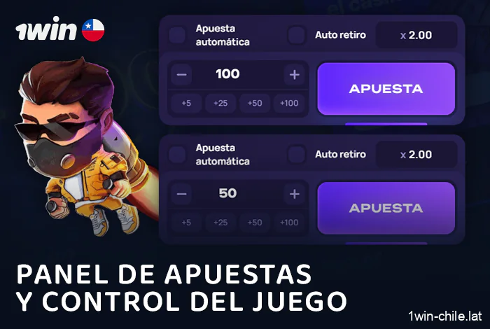 Panel de apuestas en Lucky Jet en el sitio web 1Win