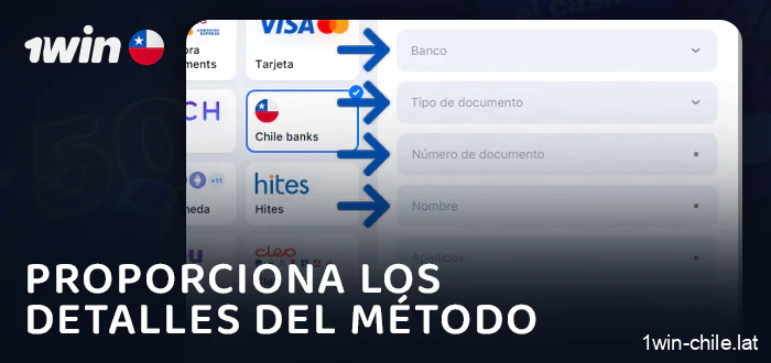 Introduzca los datos necesarios para realizar un depósito en el casino 1Win