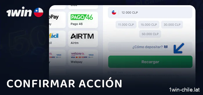 Confirme el reabastecimiento de su cuenta en el sitio web 1Win
