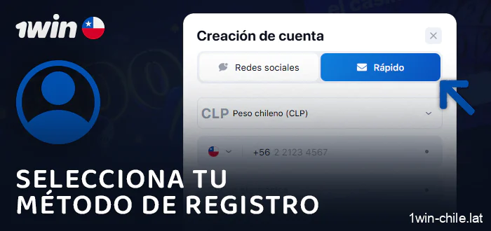 Elija el método de registro en el sitio web 1Win Chile